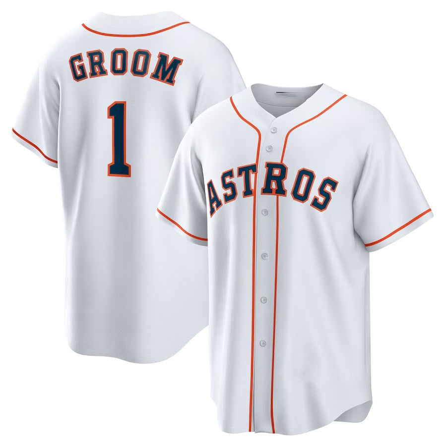 Houston Astros #1 Groom Home Replica Jersey - White Stitched Baseball Jersey baseball jersey product view 1