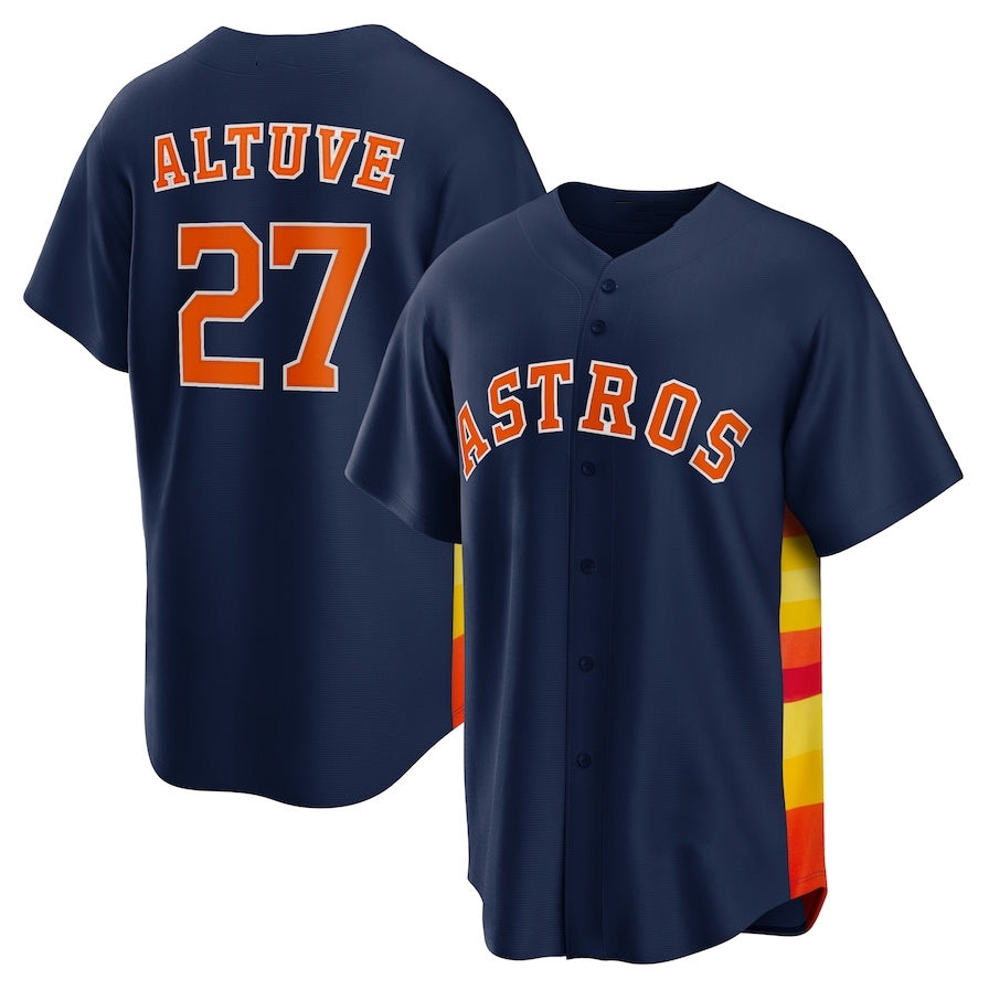 Houston Astros #27 Jose Altuve Alternate Replica Player Name Jersey - Navy Stitched Baseball Jersey baseball jersey product view 1