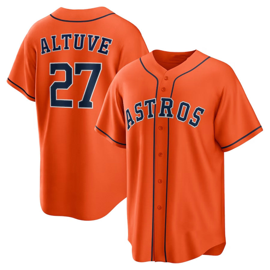 Houston Astros #27 Jose Altuve Alternate Replica Player Name Jersey - Orange Stitched Baseball Jersey baseball jersey product view 1