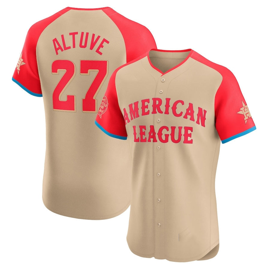Houston Astros #27 Jose Altuve American League 2024 All-Star Game Elite Player Jersey - Cream Stitched Baseball Jersey baseball jersey product view 1