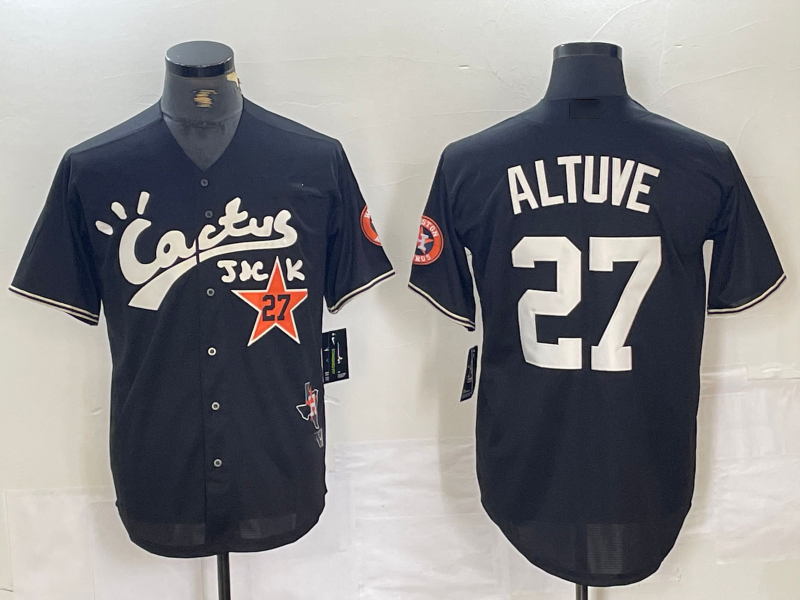 Houston Astros #27 Jose Altuve Black Cactus Jack Cool Base Jersey Baseball Jerseys baseball jersey product view 1
