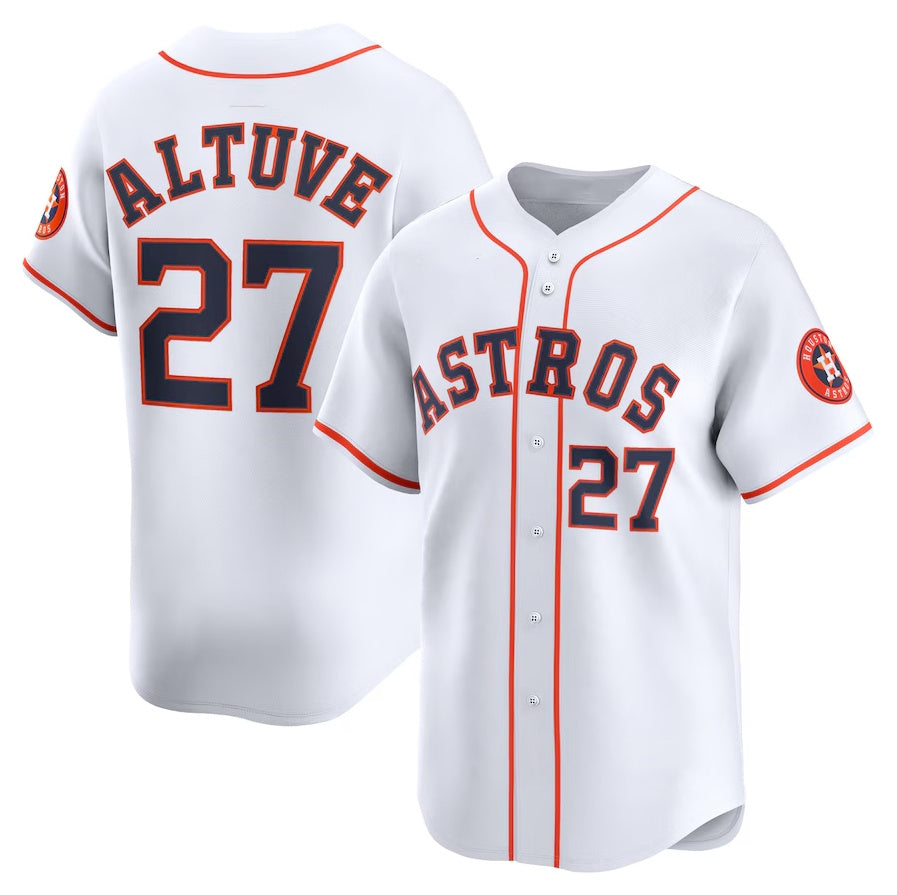Houston Astros #27 Jose Altuve Home Limited Player Jersey - White Stitched Baseball Jersey baseball jersey product view 1