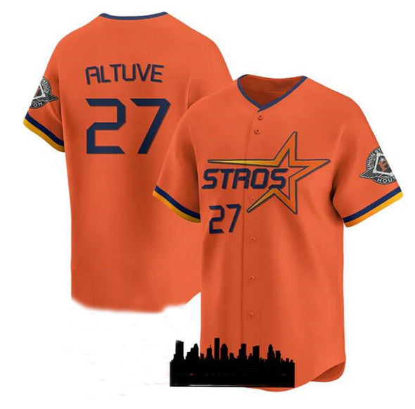 Houston Astros #27 Jose Altuve Orange 2025 City Connect Limited Stitched Baseball Jersey baseball jersey product view 1