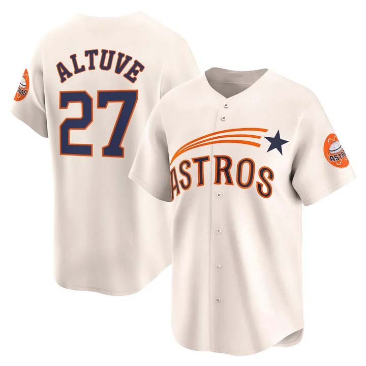 Houston Astros #27 Jose Altuve Throwback Cooperstown Vapor Premier Limited Jersey - All Stitched baseball jersey product view 1