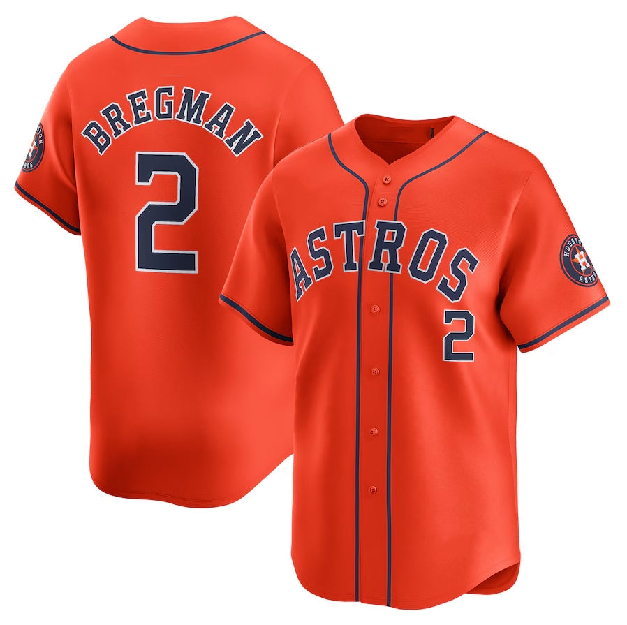 Houston Astros #2 Alex Bregman Alternate Limited Player Jersey ¨C Orange Stitched Baseball Jersey baseball jersey product view 1