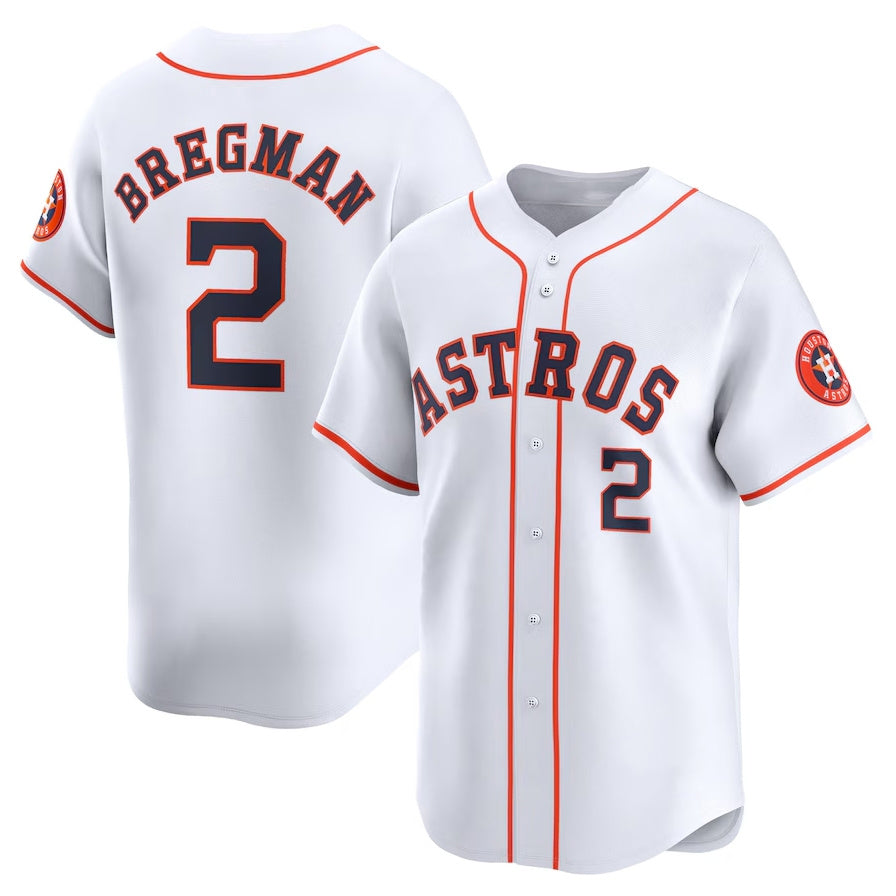 Houston Astros #2 Alex Bregman Home Limited Player Jersey - White Stitched Baseball Jersey baseball jersey product view 1