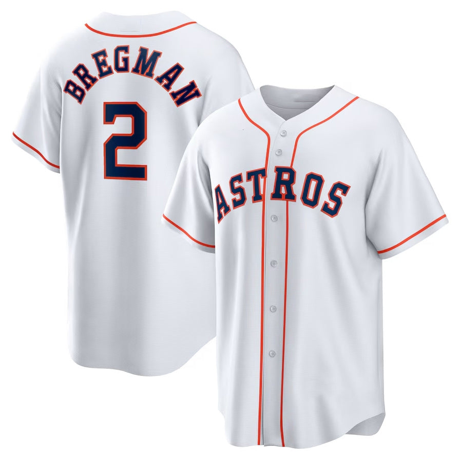 Houston Astros #2 Alex Bregman Home Replica Player Name Jersey - White Stitched Baseball Jersey baseball jersey product view 1