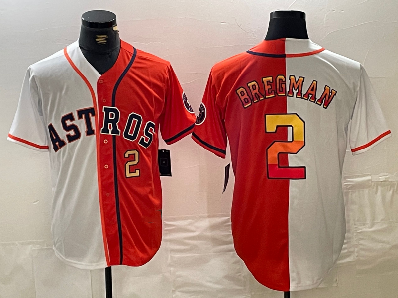 Houston Astros #2 Alex Bregman White Orange Split Stitched Baseball Jerseys baseball jersey product view 1