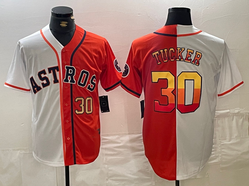 Houston Astros #30 Kyle Tucker White Orange Split Stitched Baseball Jerseys baseball jersey product view 1