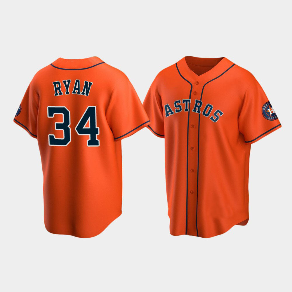 Baseball Houston Astros #34 Nolan Ryan Orange Stitched Jerseys baseball jersey product view 1