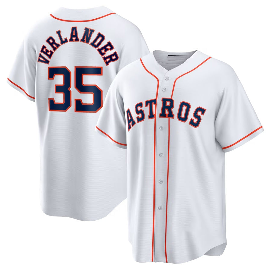 Houston Astros #35 Justin Verlander Home Replica Player Name Jersey - White Stitched Baseball Jersey baseball jersey product view 1