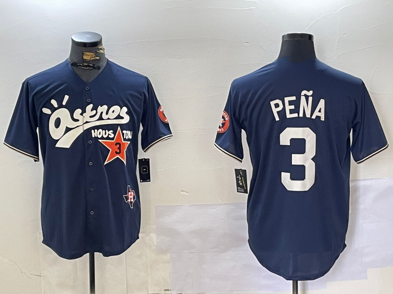 Houston Astros #3 Jeremy Pena Black Cactus Jack Vapor Premier Stitched Baseball Jersey baseball jersey product view 1