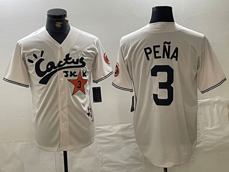 Houston Astros #3 Jeremy Pena Cream Cactus Jack Vapor Premier Stitched Baseball Jersey baseball jersey product view 1