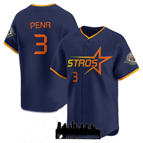 Houston Astros #3 Jeremy Pena Navy 2025 City Connect Limited Stitched Baseball Jersey baseball jersey product view 1