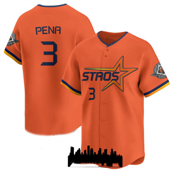 Houston Astros #3 Jeremy Pena Orange 2025 City Connect Limited Stitched Baseball Jersey baseball jersey product view 1