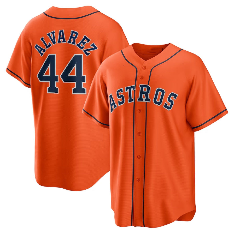 Houston Astros #44 Yordan ¨¢lvarez Alternate Replica Player Jersey - Orange Stitched Baseball Jersey baseball jersey product view 1