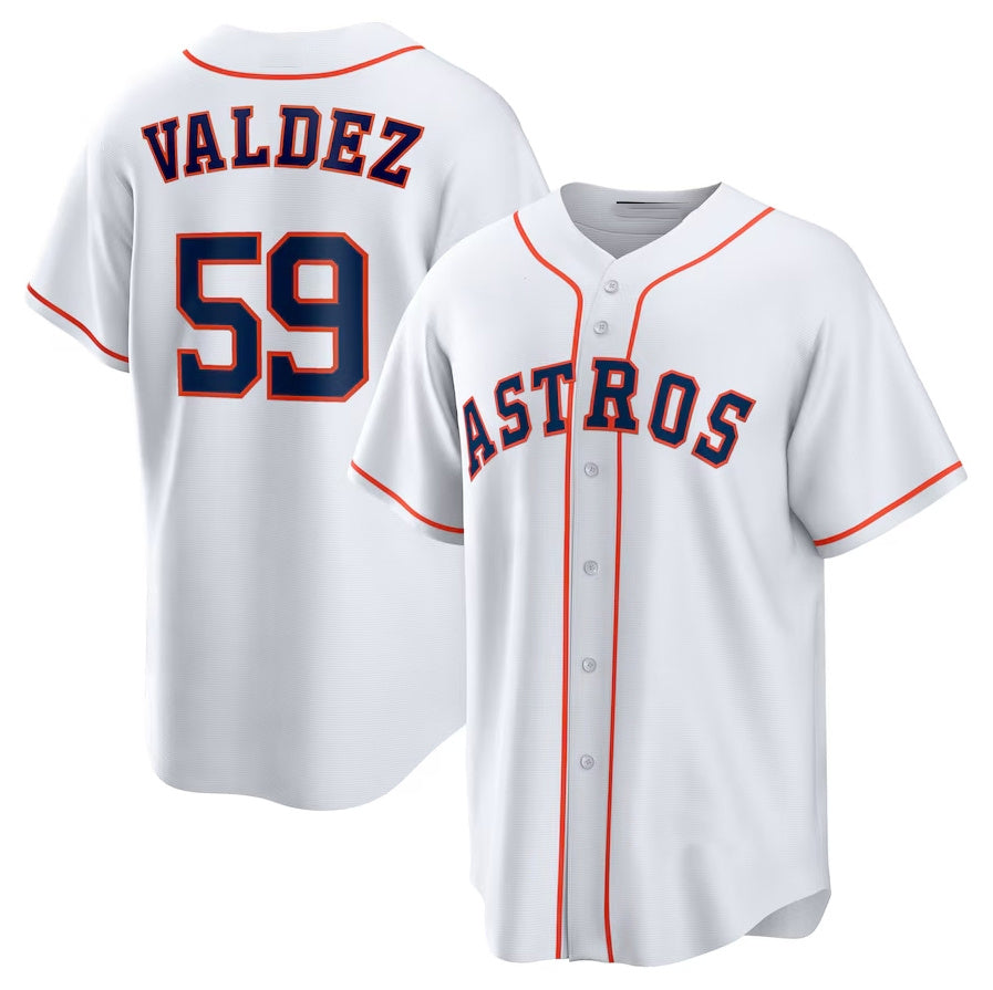 Houston Astros #59 Framber Valdez Home Replica Jersey - White Stitched Baseball Jersey baseball jersey product view 1
