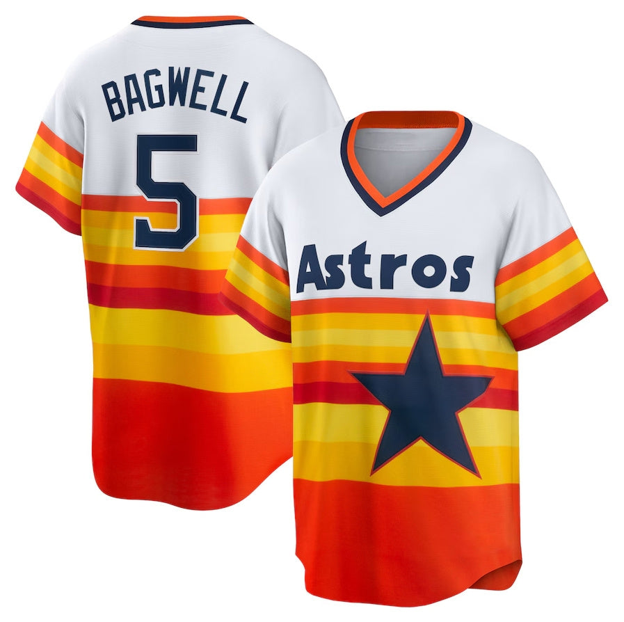 Houston Astros #5 Jeff Bagwell Home Cooperstown Collection Player Jersey - White Stitched Baseball Jersey baseball jersey product view 1