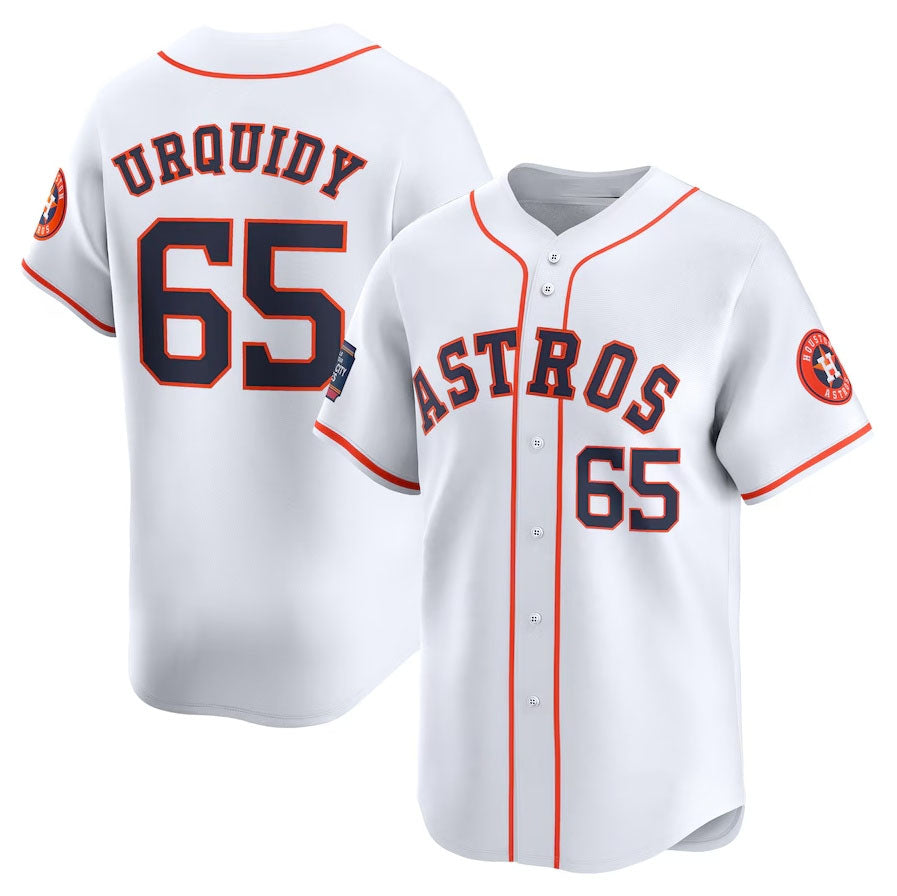 Houston Astros #65 Jose Urquidy 2024 World Tour Mexico City Series Home Limited Player Jersey - White Baseball Jerseys baseball jersey product view 1