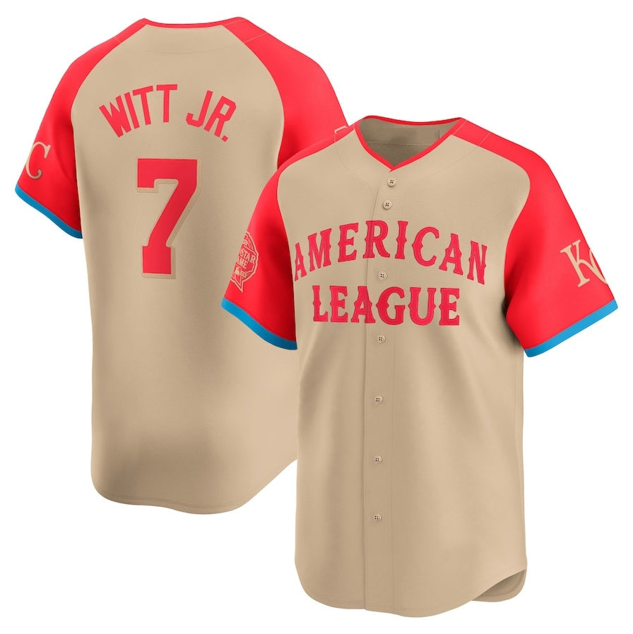 Houston Astros #7 Bobby Witt Jr. American League 2024 All-Star Game Limited Player Jersey - Cream Stitched Baseball Jersey baseball jersey product view 1