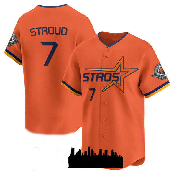 Houston Astros #7 C.J. Stroud Orange 2025 City Connect Limited Stitched Baseball Jersey baseball jersey product view 1