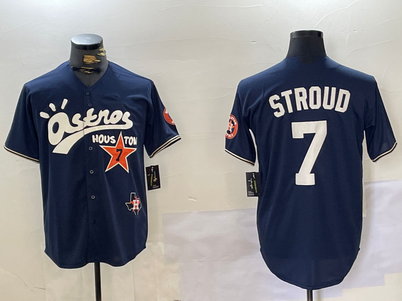 Houston Astros #7 CJ Stroud Navy Cactus Jack Vapor Premier Stitched Baseball Jersey baseball jersey product view 1