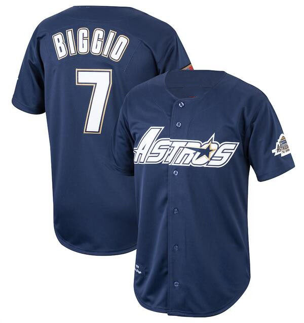 Houston Astros #7 Craig Biggio Navy 1994 Stitched Baseball Jersey baseball jersey product view 1