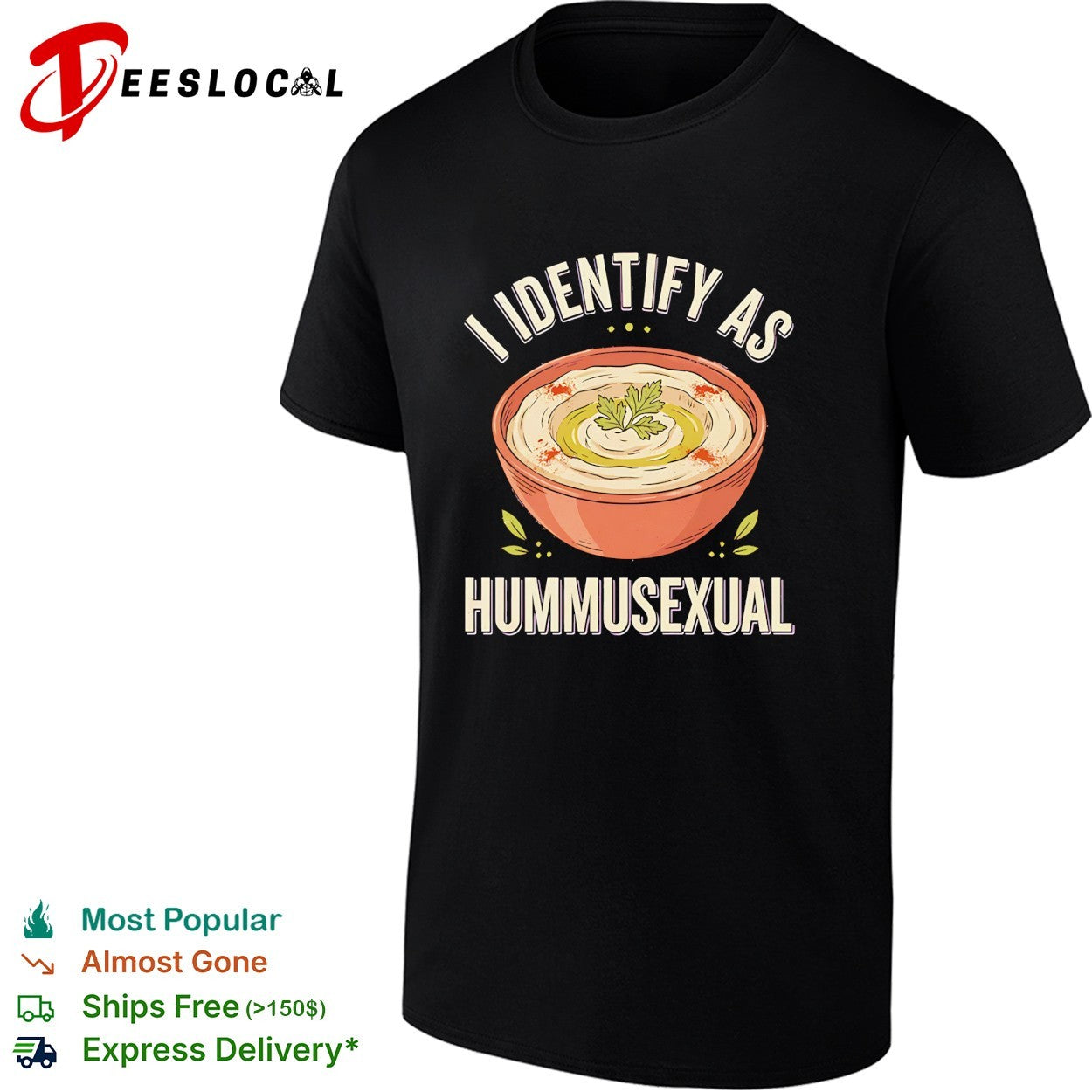 I identify as hummusexual hummus bowl - Adult & Kids T-Shirts, Sweatshirts & Hoodies apparel design preview 1