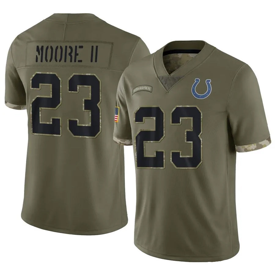 IN.Colts #23 Kenny Moore II Player Olive Salute To Service Limited Football Jerseys football jersey product view 1