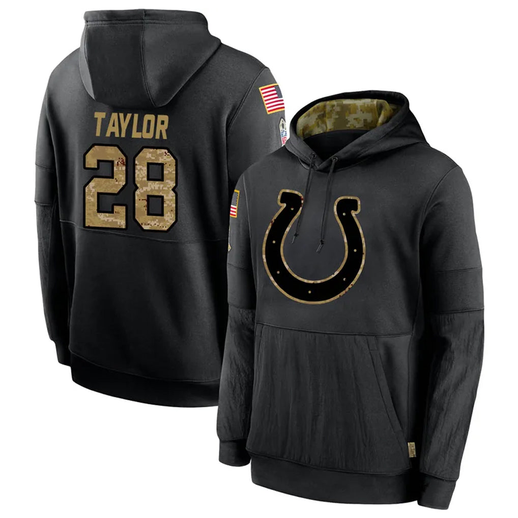 IN.Colts #28 Jonathan Taylor Player Black Salute To Service Hoodies Football Jerseys football jersey product view 1