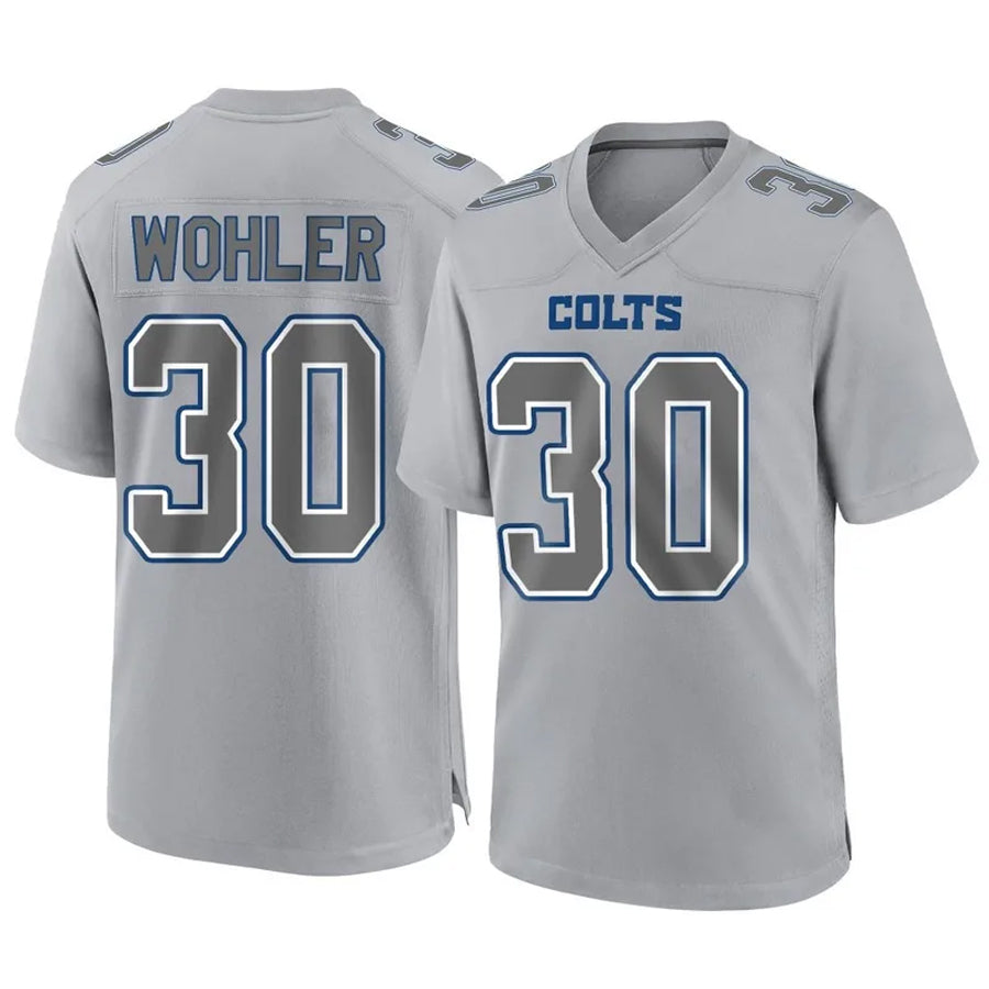 IN.Colts #30 Hunter Wohler Player Game Gray Fashion Football Jerseys football jersey product view 1