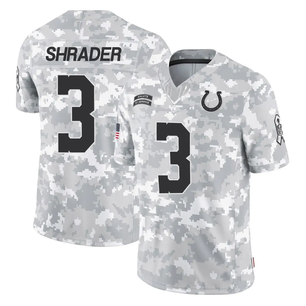 IN.Colts #3 Spencer Shrader Player Arctic Camo Salute to Service Limited Football Jerseys football jersey product view 1