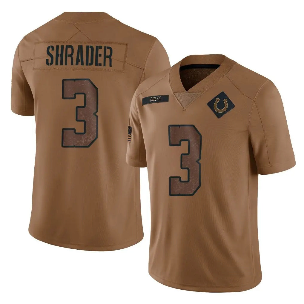 IN.Colts #3 Spencer Shrader Player Brown Salute To Service Limited Football Jerseys football jersey product view 1