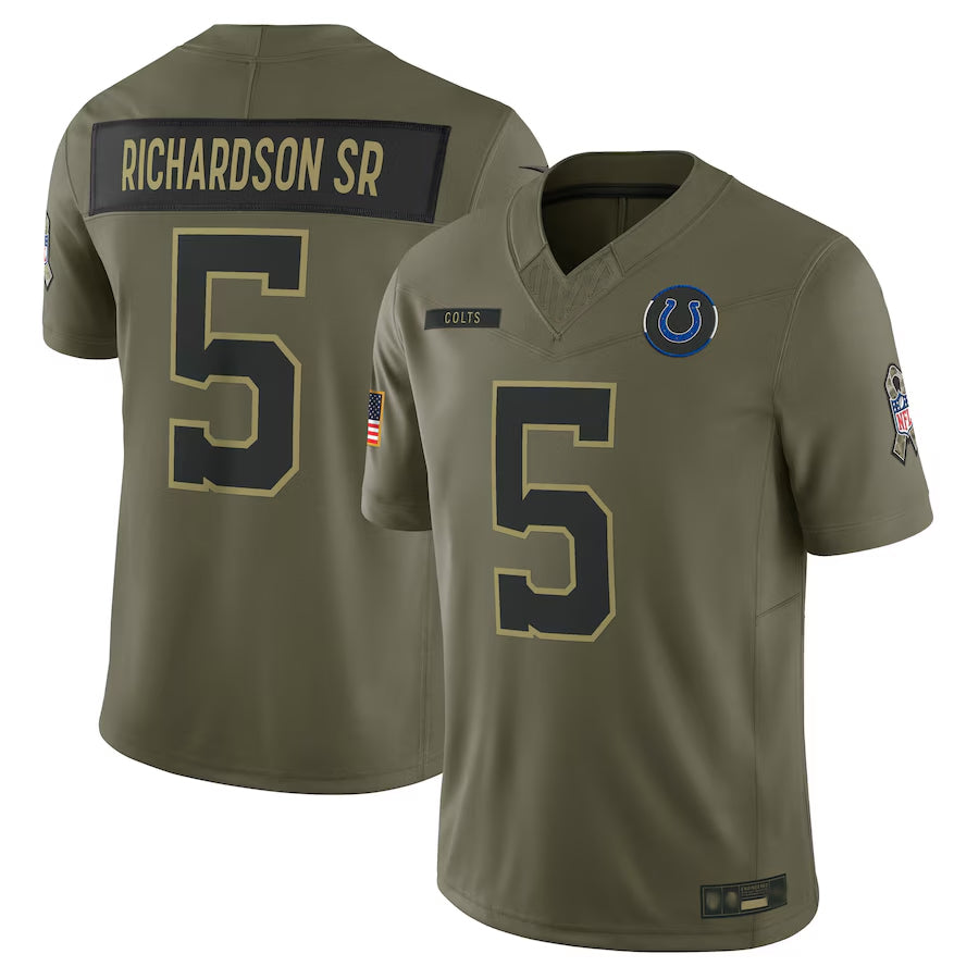 IN.Colts #5 Anthony Richardson Sr. Player Olive Salute to Service Limited Football Jerseys football jersey product view 2