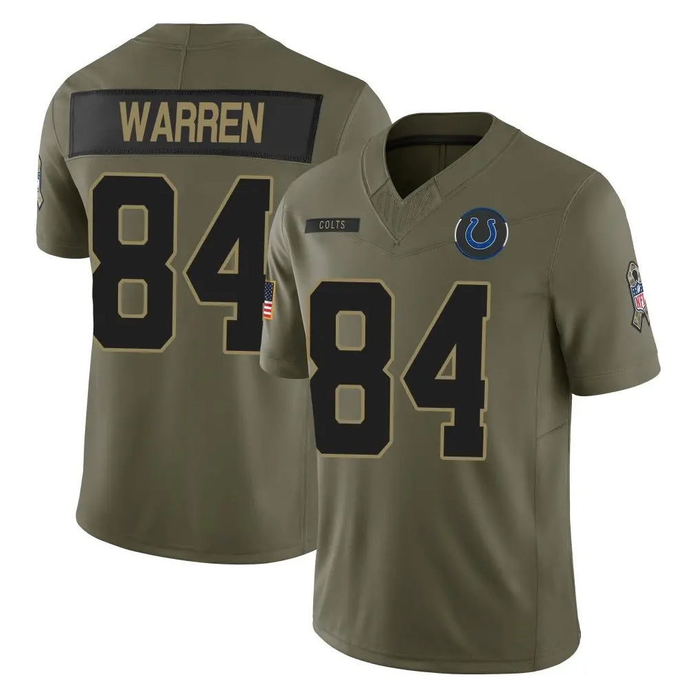 IN.Colts #84 Tyler Warren Player Salute To Service Limited Olive Football Jerseys football jersey product view 1