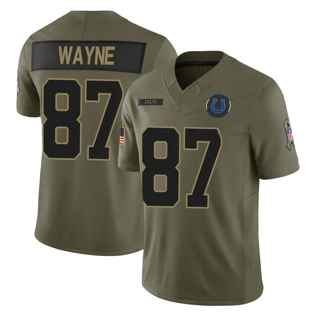 IN.Colts #87 Reggie Wayne Player Salute to Service Limited Olive Football Jerseys football jersey product view 1