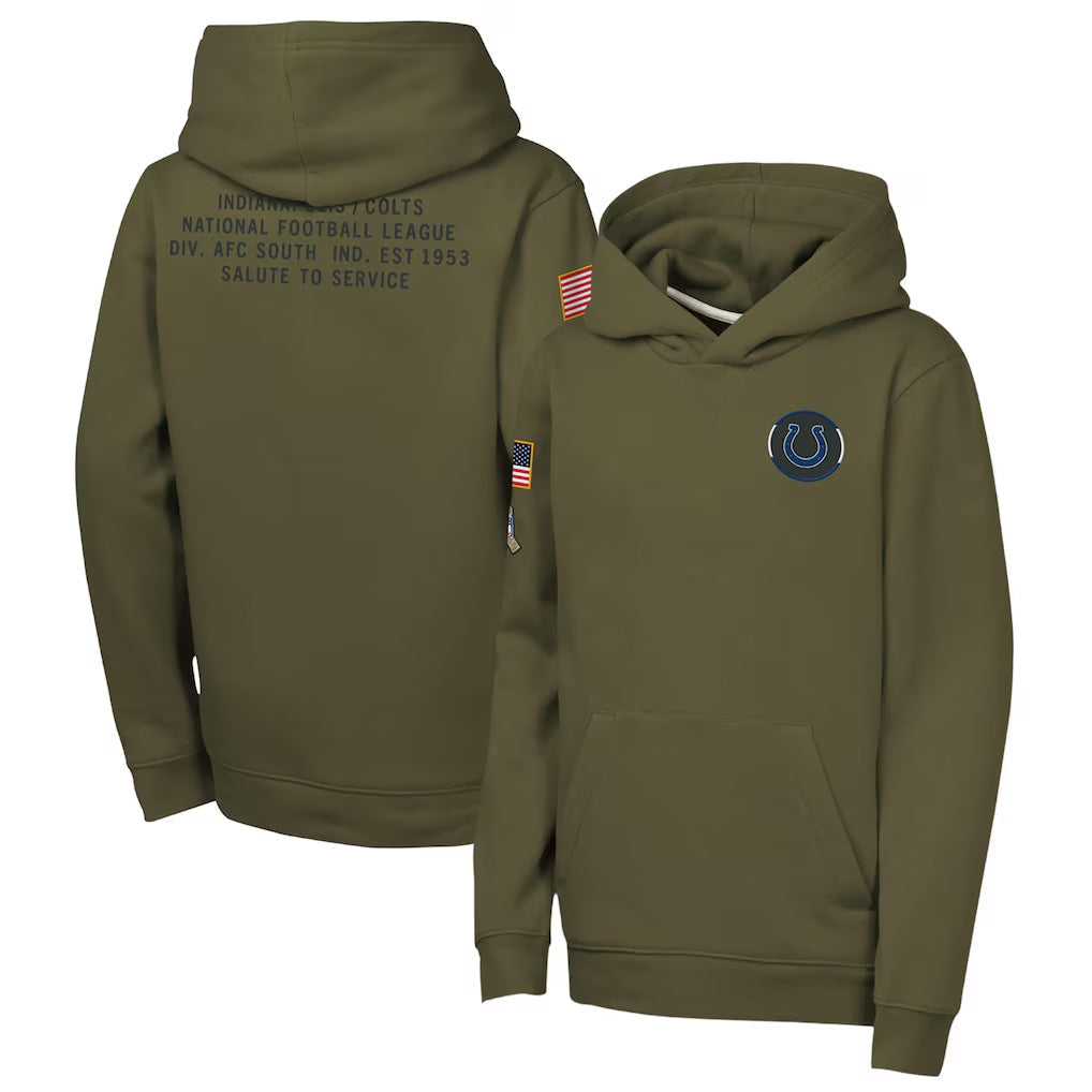 IN.Colts Player Olive Salute to Service Club Fleece Hoodie Football Jerseys football jersey product view 1