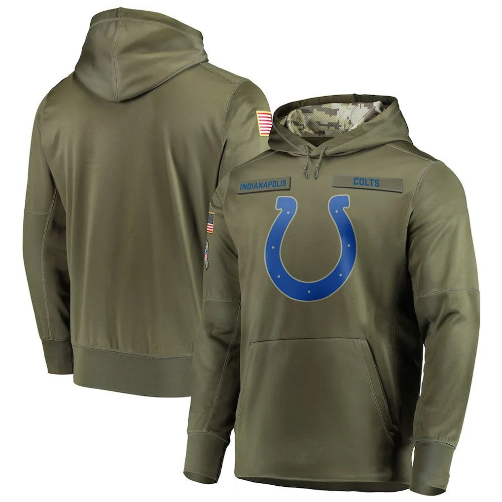 IN.Colts Salute to Service Olive Pullover Hoodie Game Football Jerseys football jersey product view 1