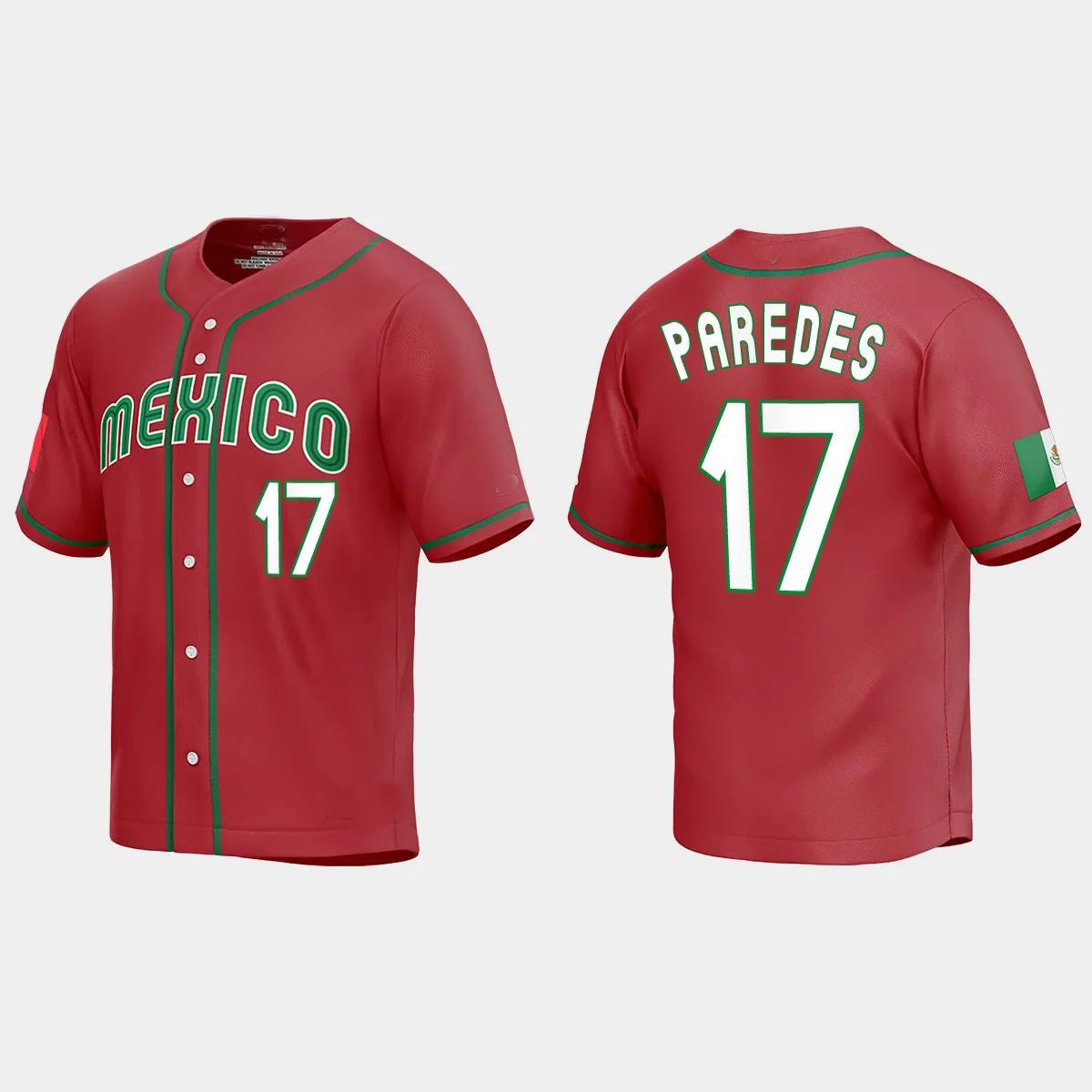 #17 ISAAC PAREDES MEXICO BASEBALL 2023 WORLD BASEBALL CLASSIC REPLICA JERSEY ¨C RED Stitches Baseball Jerseys baseball jersey product view 1