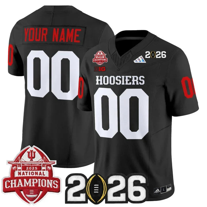 Custom Indiana Hoosiers 2025 National Champions & 2026 CFP Final Patch Jersey - Black sports jersey product view 1
