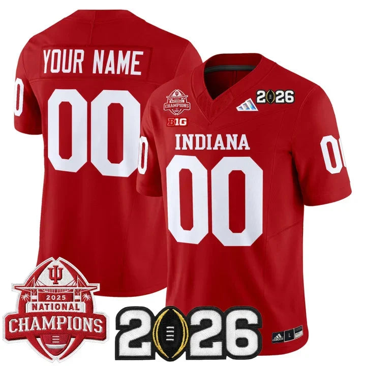 Custom Indiana Hoosiers 2025 National Champions & 2026 CFP Final Patch Jersey - Red sports jersey product view 1