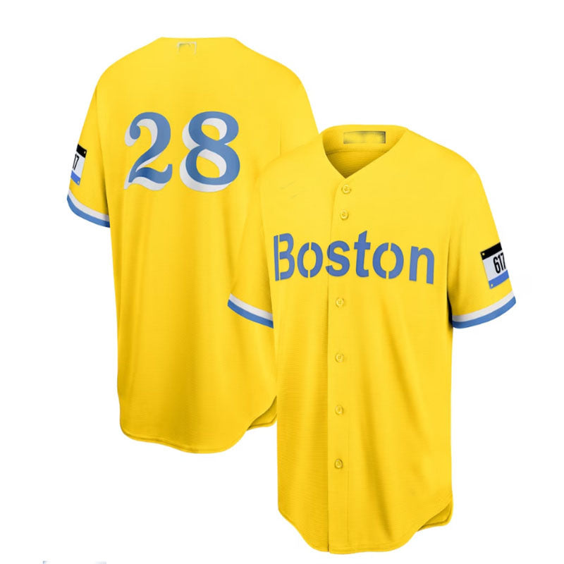 Boston Red Sox Road #28 J.D. Martinez City Connect Replica Player Jersey - Gold Baseball Jerseys baseball jersey product view 1