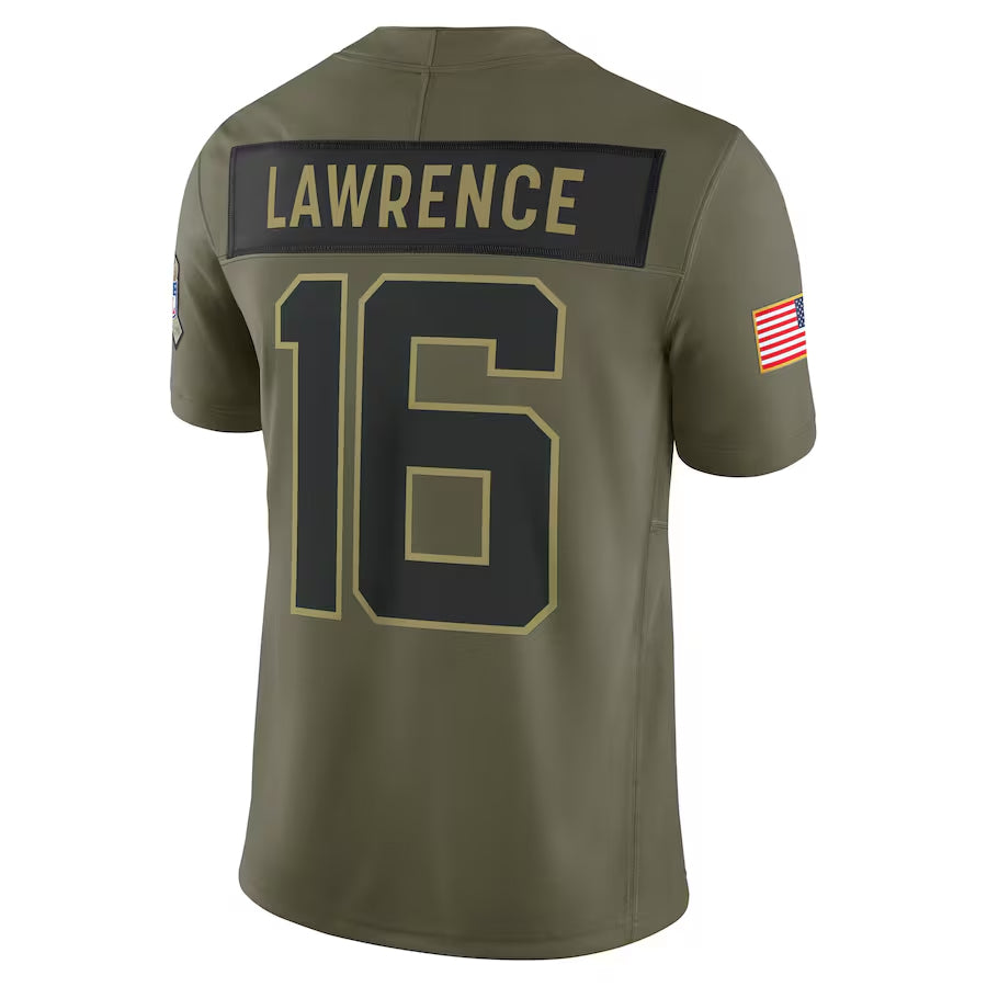 J.Jaguars #16 Trevor Lawrence Player Olive Salute to Service Limited Football Jerseys football jersey product view 1