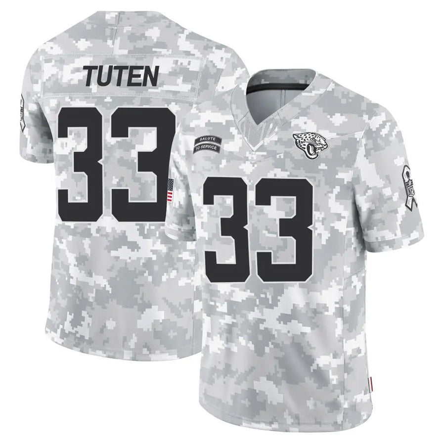 J.Jaguars #33 Bhayshul Tuten Player Arctic Camo Salute to Service Limited Football Jerseys football jersey product view 1
