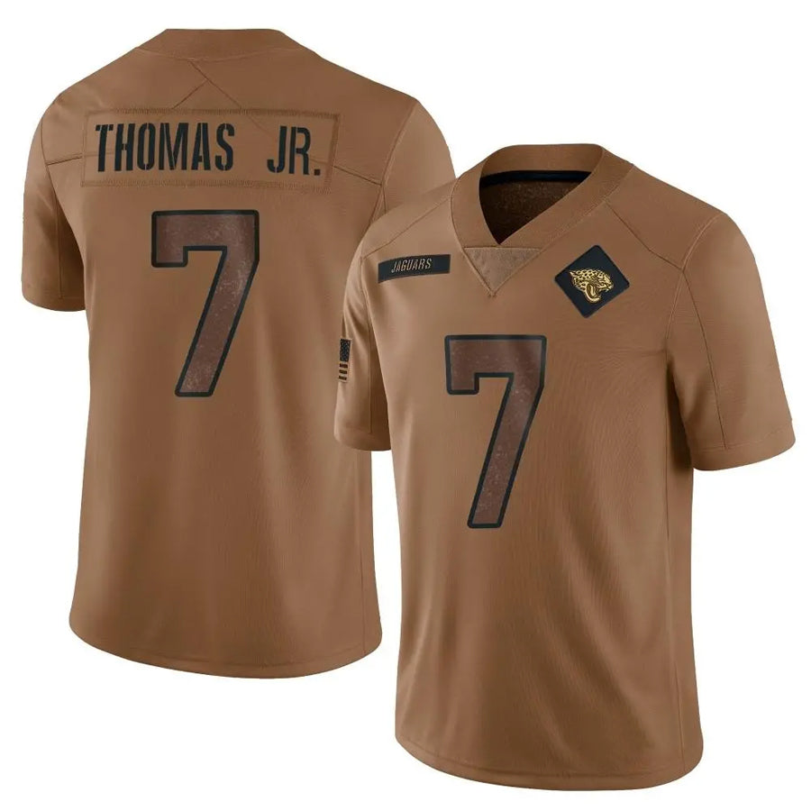 J.Jaguars #7 Brian Thomas Jr. Player Brown Salute To Service Limited Football Jerseys football jersey product view 1