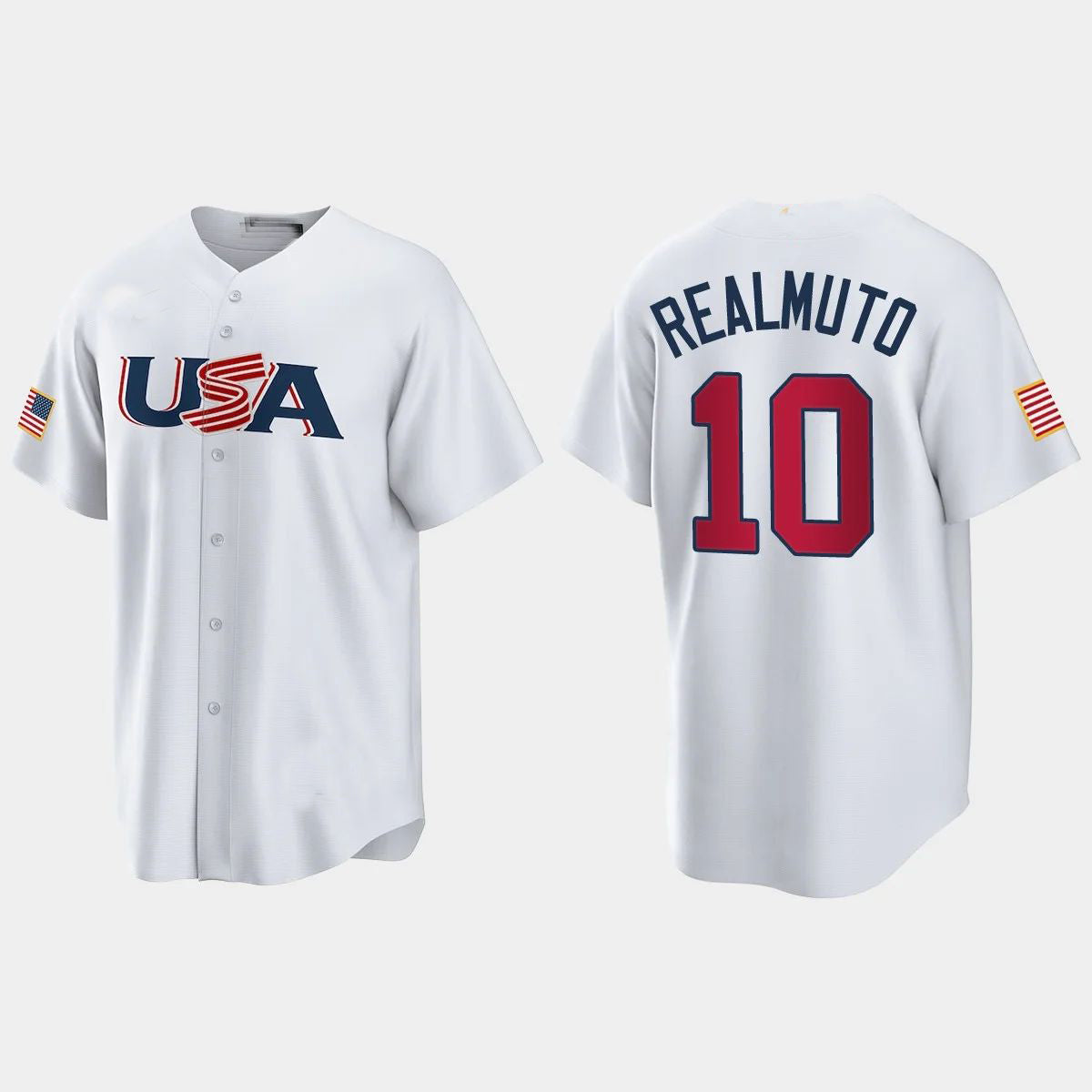 #10 J.T. REALMUTO PHILADELPHIA PHILLIES 2023 WORLD BASEBALL CLASSIC USA REPLICA JERSEY ¨C WHITE Stitches Baseball Jerseys baseball jersey product view 1