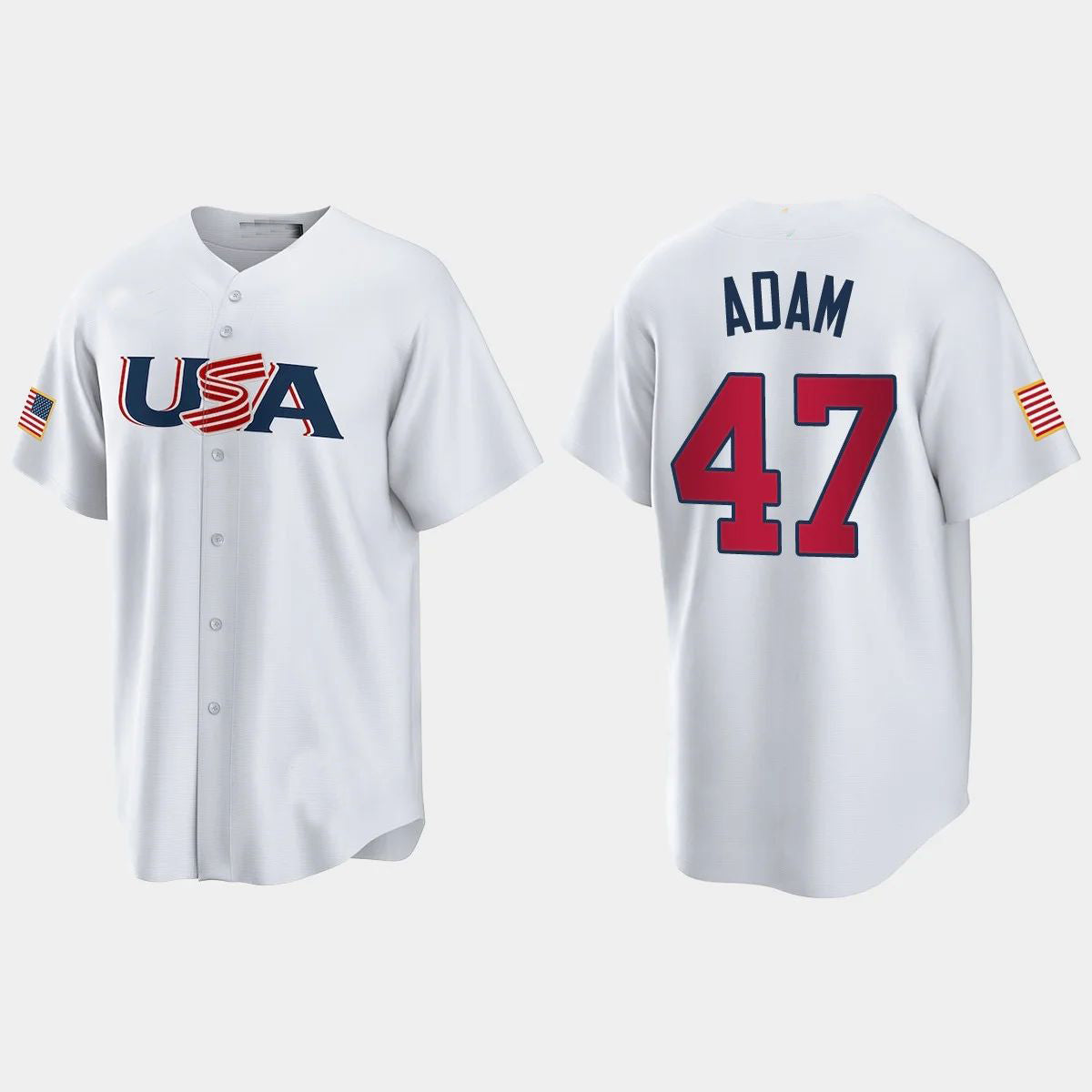 #47 JASON ADAM TAMPA BAY RAYS 2023 WORLD BASEBALL CLASSIC USA REPLICA JERSEY ¨C WHITE Stitches Baseball Jerseys baseball jersey product view 1