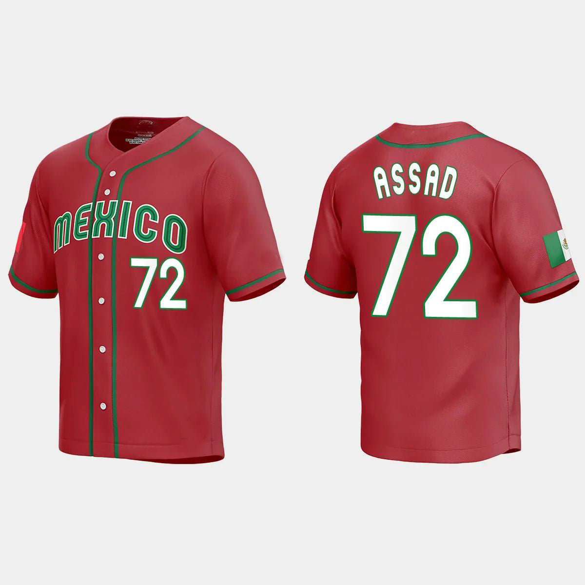 #72 JAVIER ASSAD MEXICO BASEBALL 2023 WORLD BASEBALL CLASSIC REPLICA JERSEY ¨C RED Stitches Baseball Jerseys baseball jersey product view 1