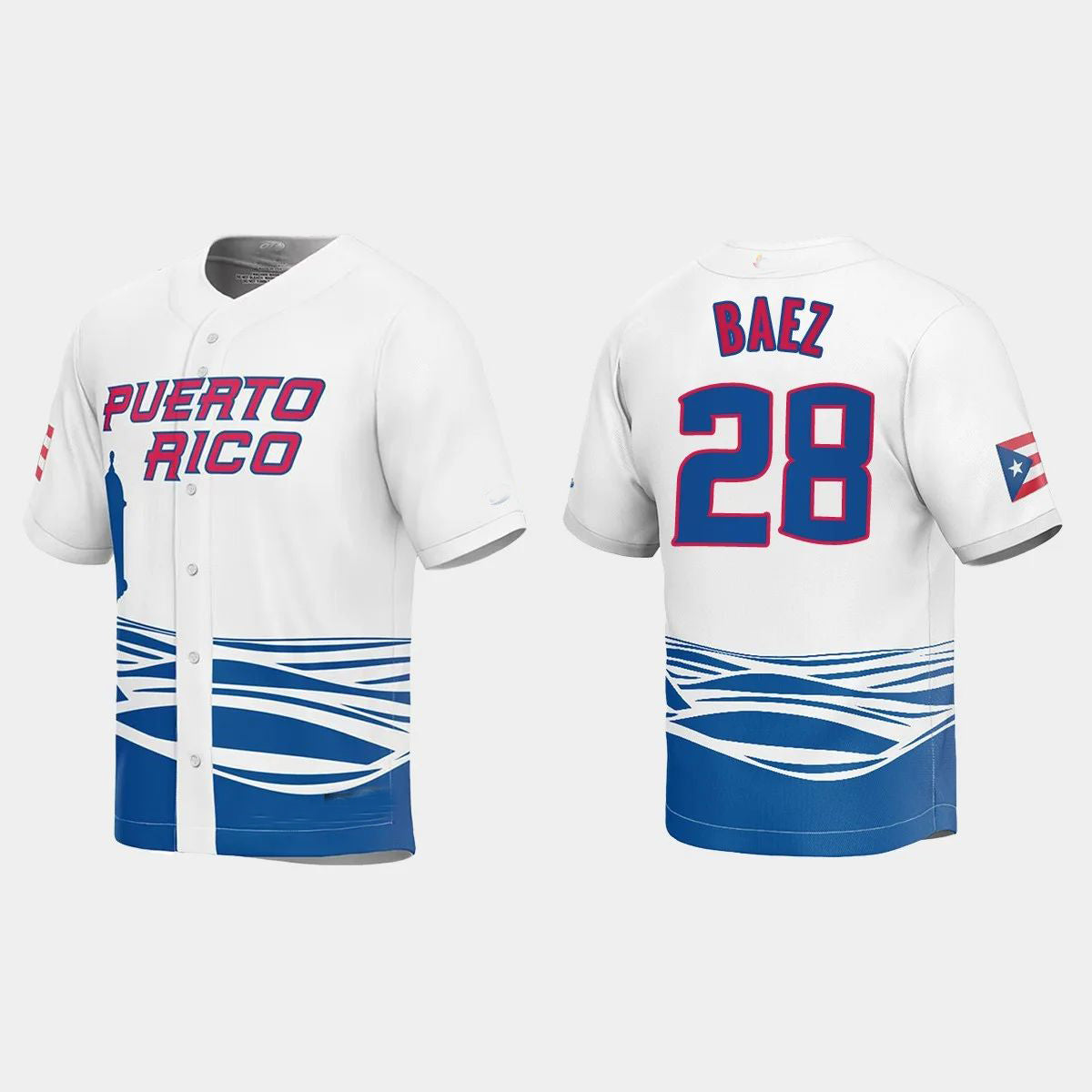 #28 JAVIER BAEZ PUERTO RICO BASEBALL 2023 WORLD BASEBALL CLASSIC JERSEY ¨C WHITE Stitches Baseball Jerseys baseball jersey product view 1