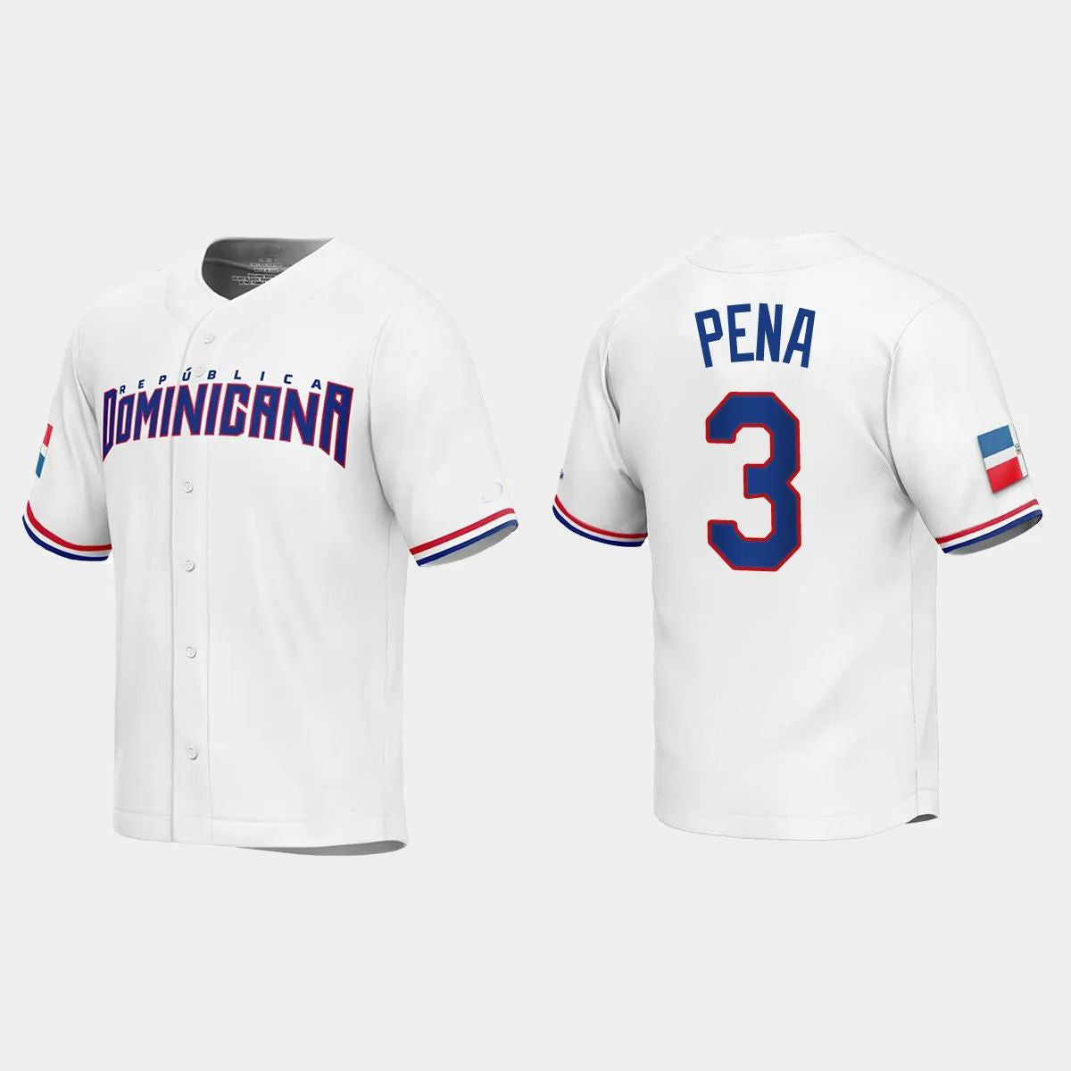 #3 JEREMY PENA DOMINICAN REPUBLIC BASEBALL 2023 WORLD BASEBALL CLASSIC REPLICA JERSEY ¨C WHITE Stitches Baseball Jerseys baseball jersey product view 1